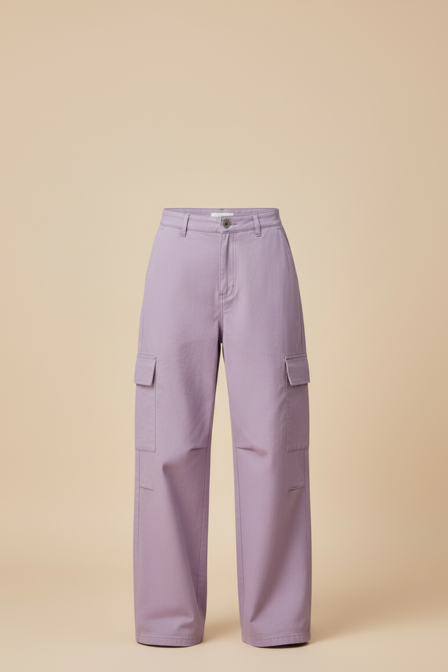 Pantalon Cargo Violet Ample Multi-Poches Femme Décontracté - Coton - vue 3