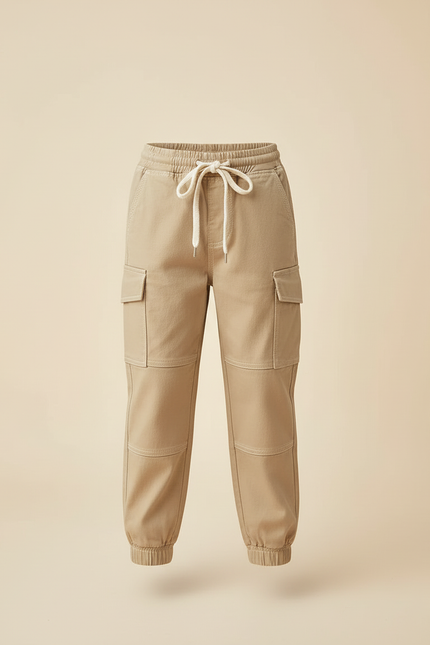 Pantalon Cargo Beige Coton Poches Décontracté Garçon - vue 3