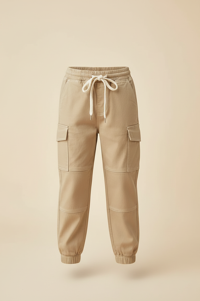 Pantalon Cargo Beige Coton Poches Décontracté Garçon - vue 3