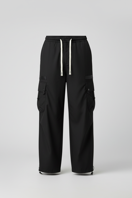 Pantalon Cargo Noir Ample Homme Streetwear - Polyester - vue 3