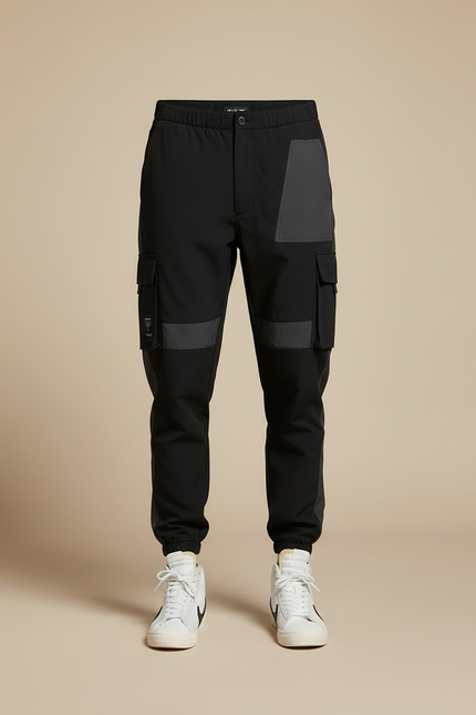 Pantalon Cargo Techwear - Noir Polyester - vue 3