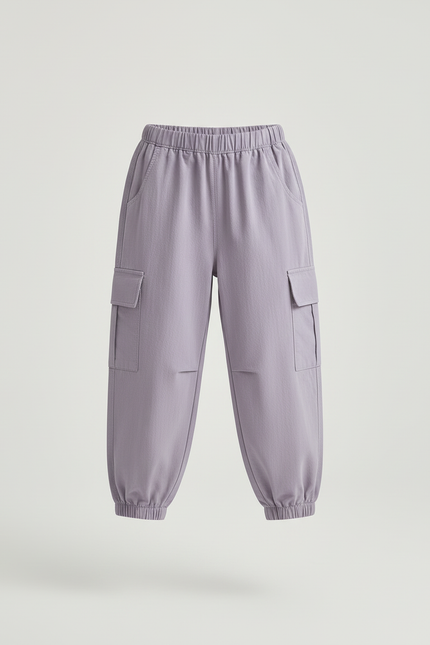 Pantalon Cargo Violet Ample Coton Enfant - vue 3