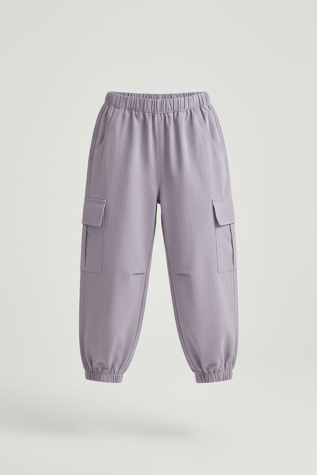 Pantalon Cargo Violet Ample Coton Enfant - vue 3