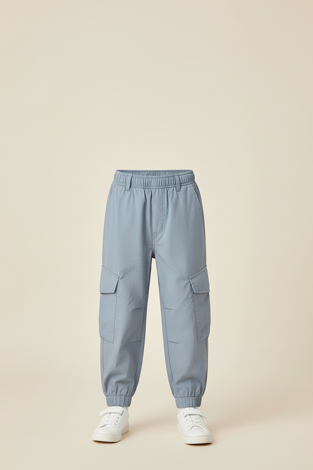 Pantalon Cargo Bleu Léger Multipoches Garçon - Polyester - vue 3