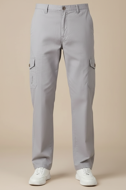 Pantalon Cargo Gris Droit Décontracté Homme Coton - vue 3