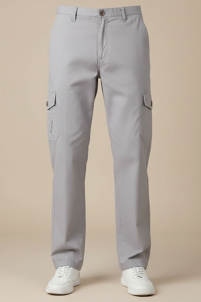 Pantalon Cargo Gris Droit Décontracté Homme Coton - vue 3