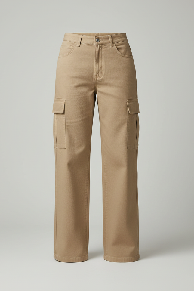 Pantalon Cargo Femme Beige Baggy - Gabardine - vue 3