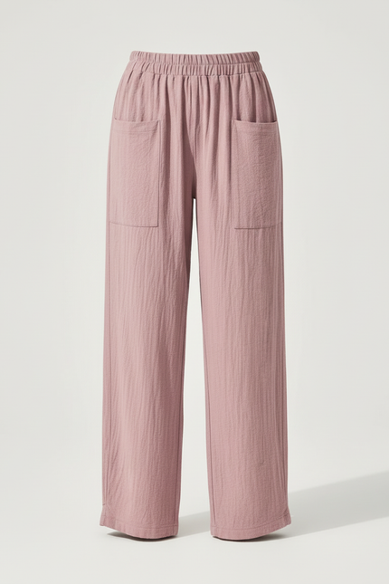 Pantalon Cargo Rose Ample Coton Lin Décontracté - vue 3