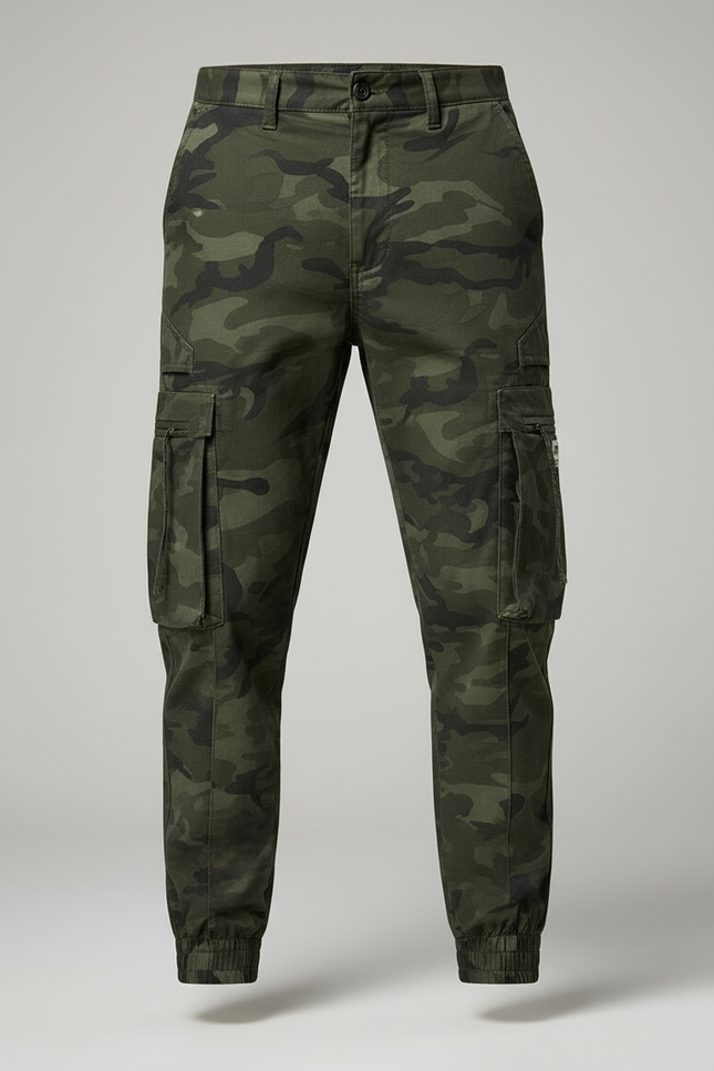 Pantalon Cargo Camouflage Militaire Vert Multipoches Homme - Toile - vue 3