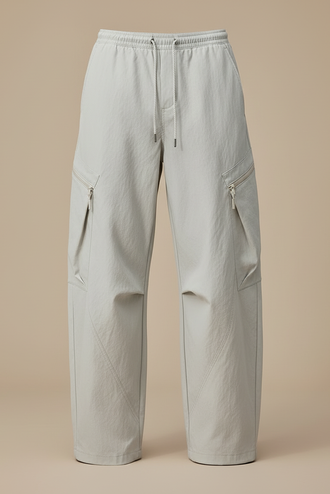 Pantalon Cargo Gris Ample Léger Décontracté Unisexe - Polyester - vue 3
