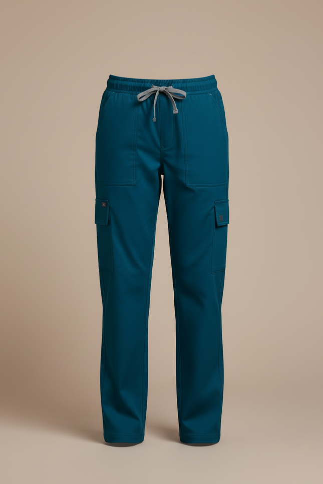 Pantalon Cargo Bleu Canard Cordon Droit Enfant - Toile - vue 3