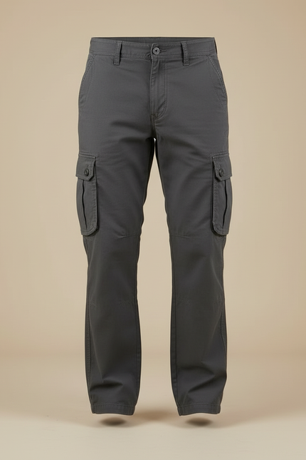 Pantalon Cargo Gris Coton Multipoches Décontracté Homme - vue 3