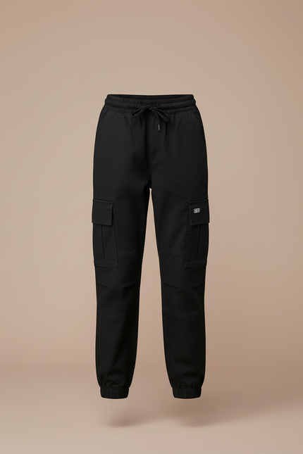 Pantalon Cargo Noir Coton Ample Enfant Multipoches - vue 3