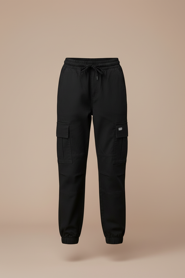 Pantalon Cargo Noir Coton Ample Enfant Multipoches - vue 3