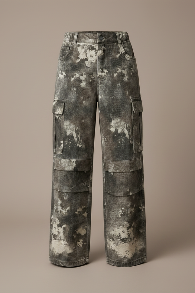 Pantalon Cargo Camouflage Ample Fille Coton Décontracté - Multicolore Jean - vue 3