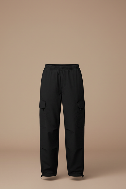 Pantalon Cargo Fille Noir Parachute Ripstop Streetwear - Polyester - vue 3