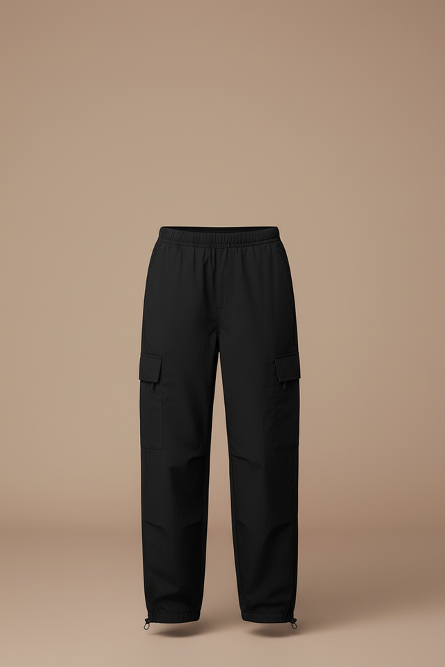 Pantalon Cargo Fille Noir Parachute Ripstop Streetwear - Polyester - vue 3