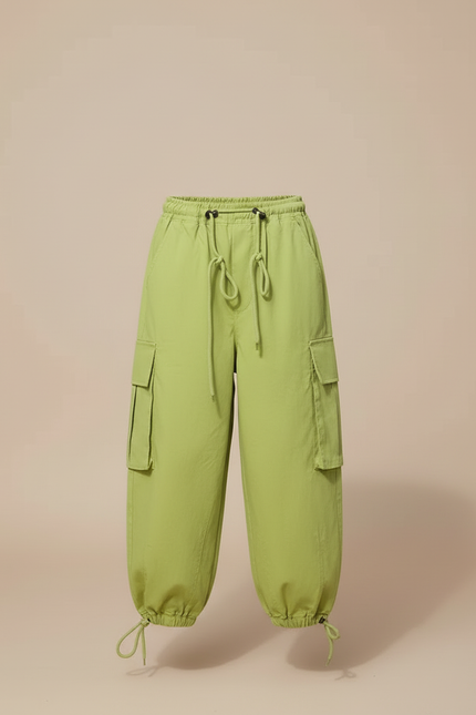 Pantalon Cargo Vert Ample Poches Fille Coton - vue 3