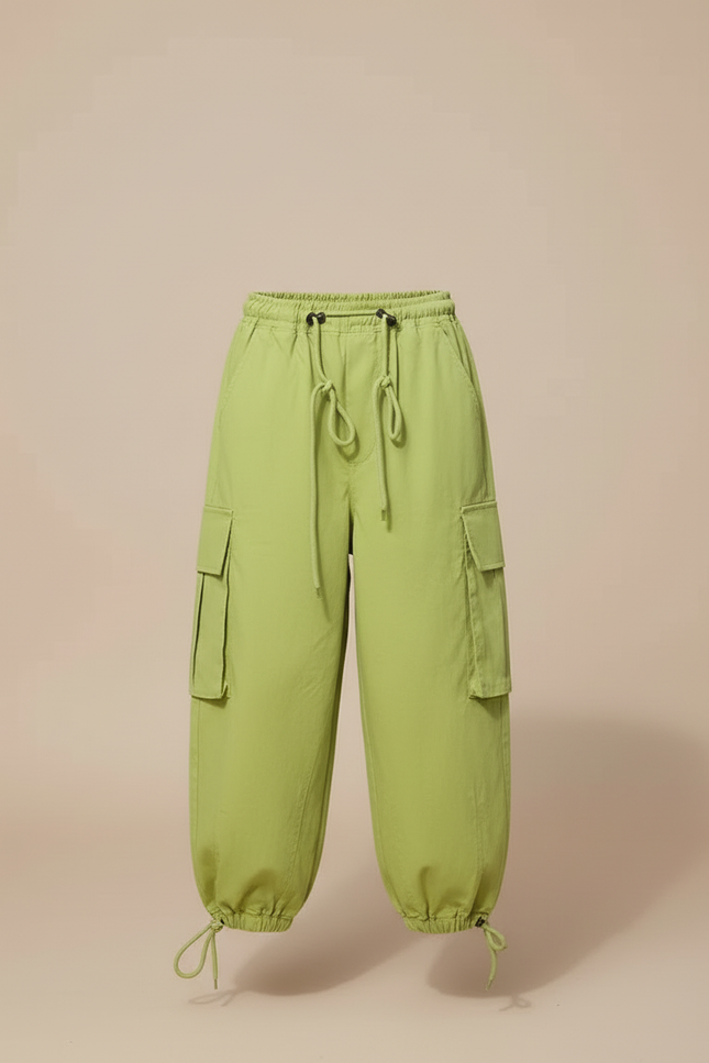 Pantalon Cargo Vert Ample Poches Fille Coton - vue 3