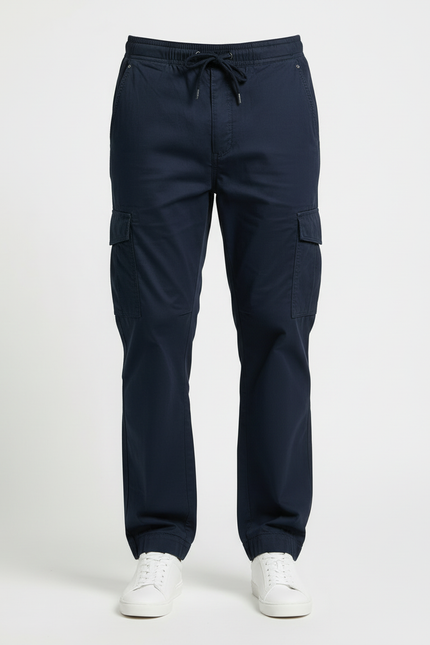 Pantalon Cargo Bleu Marine Homme Coton Décontracté - vue 3