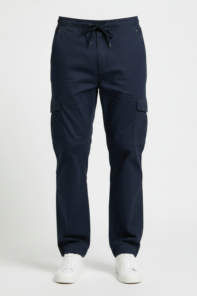 Pantalon Cargo Bleu Marine Homme Coton Décontracté - vue 3