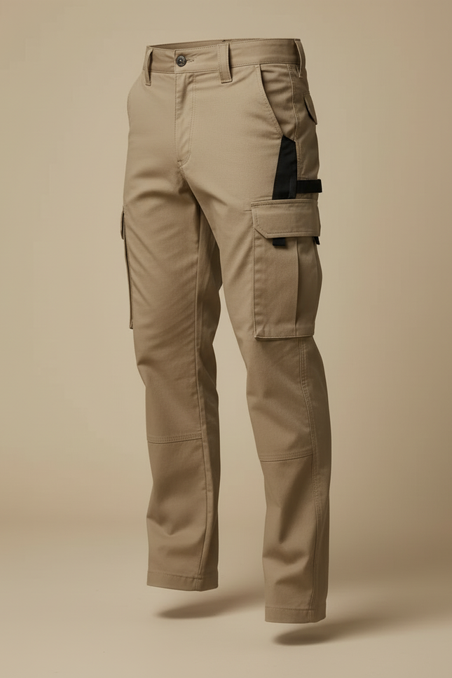 Pantalon Cargo Homme Beige Multipoches Résistant Décontracté - Toile - vue 3