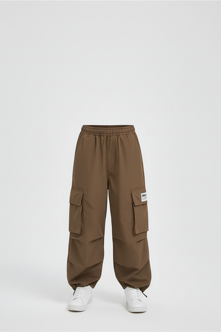 Pantalon Cargo Marron Ample Multipoches Enfant Décontracté - Polyester - vue 3