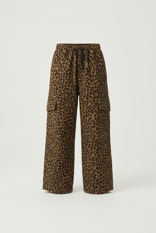 Pantalon Cargo Léopard Ample Fille Coton Imprimé - vue 3