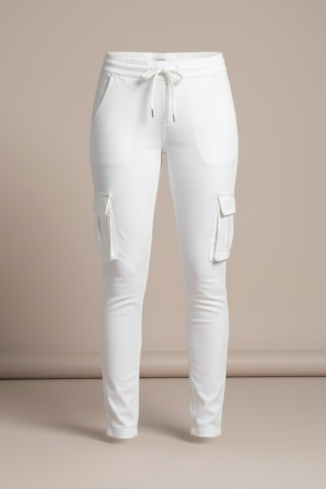 Pantalon Cargo Blanc Skinny Cordon Multi-Poches Femme - Coton - vue 3