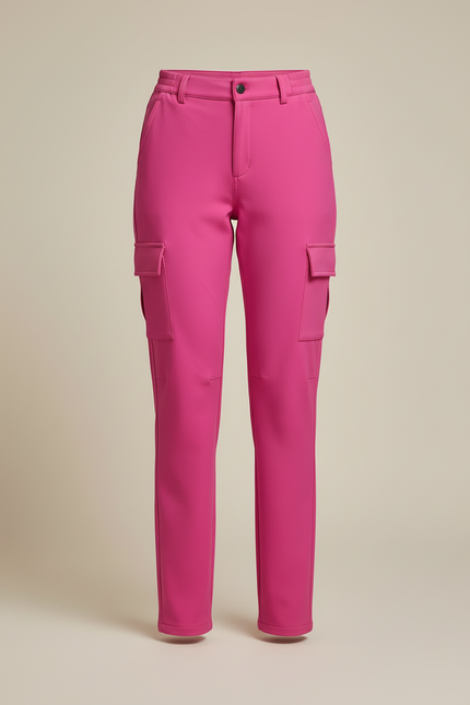 Pantalon Cargo Rose Fuchsia Coupe Droite Multi-Poches - Polyester - vue 3