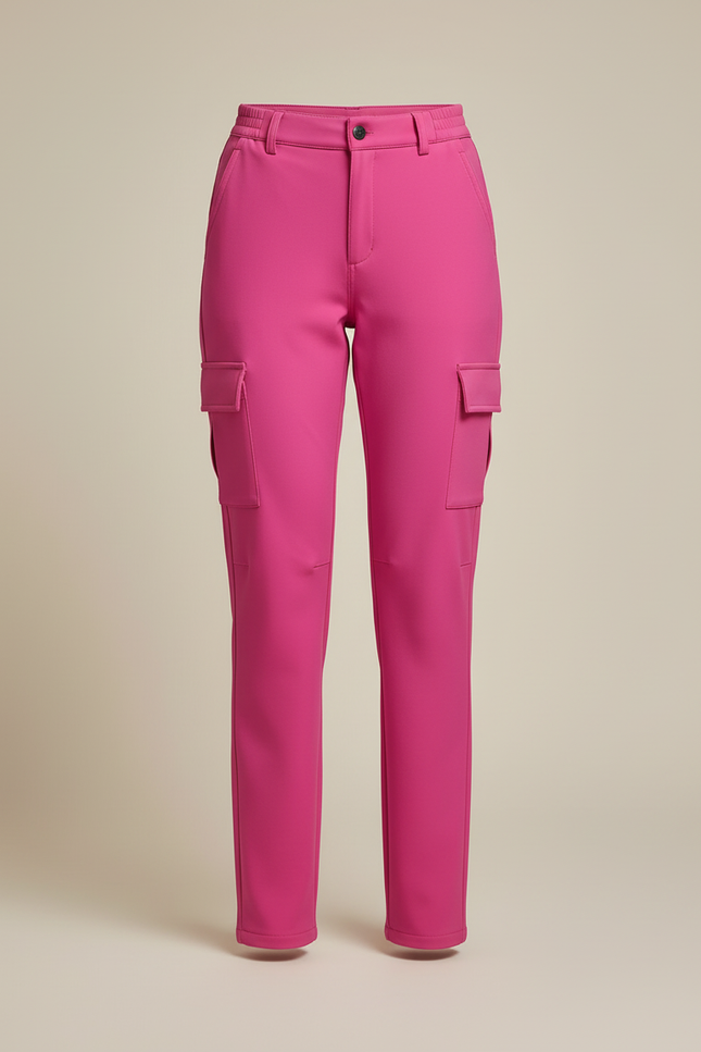 Pantalon Cargo Rose Fuchsia Coupe Droite Multi-Poches - Polyester - vue 3