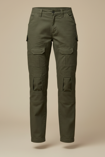 Pantalon Cargo Kaki Femme Multipoches Coupe Fuselée - Toile - vue 3