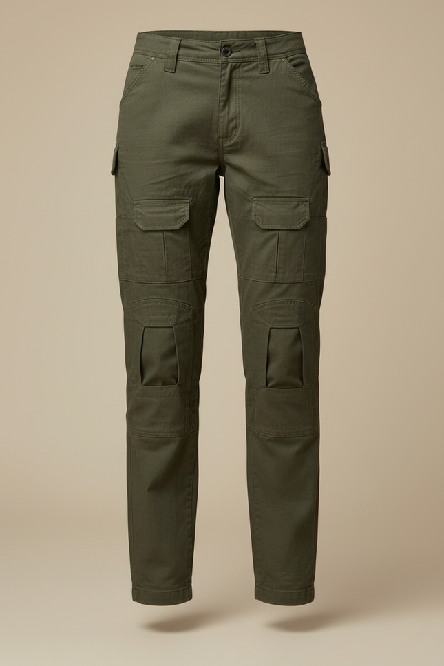 Pantalon Cargo Kaki Femme Multipoches Coupe Fuselée - Toile - vue 3