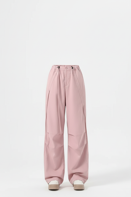 Pantalon Cargo Rose Ample Cordon Tendance Femme - Gabardine - vue 3