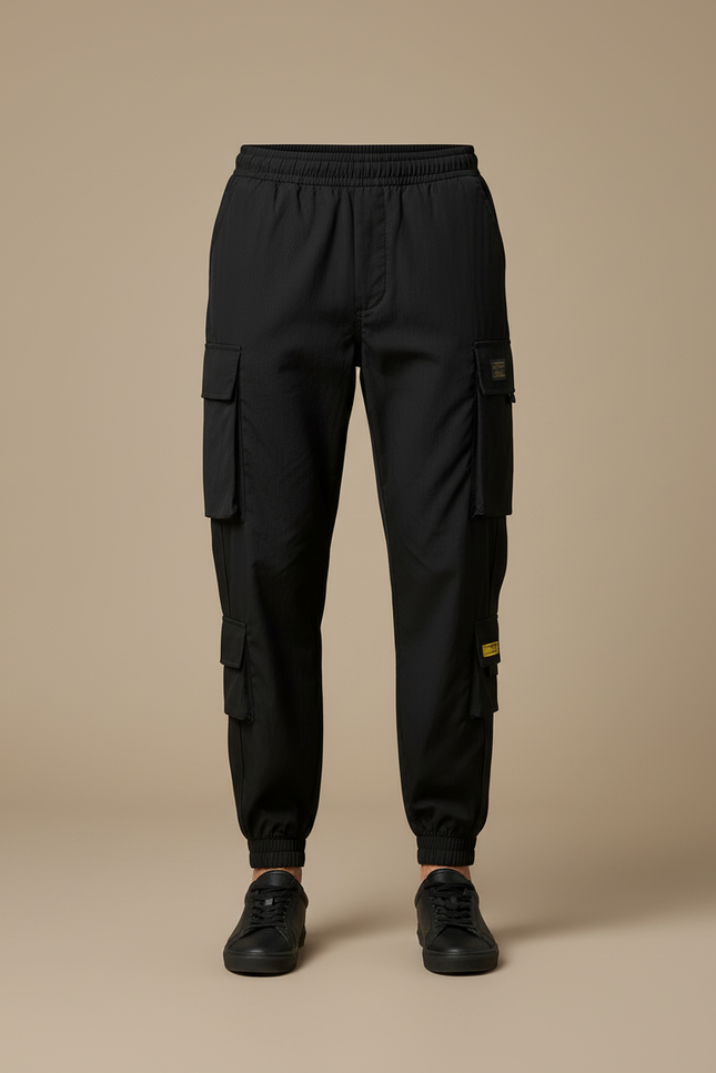 Pantalon Cargo Homme Noir Jogger - Polyester - vue 3