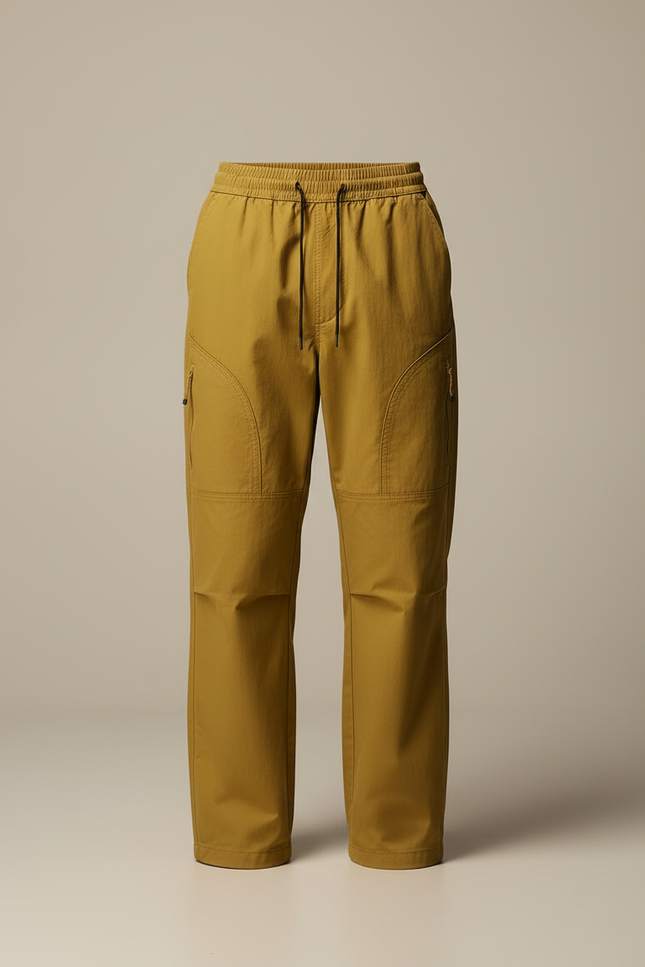 Pantalon Cargo Ample Jaune Moutarde Décontracté Multipoches - Toile - vue 3
