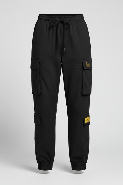 Pantalon Cargo Noir Ample Confortable Multipoches Femme - Polyester - vue 3