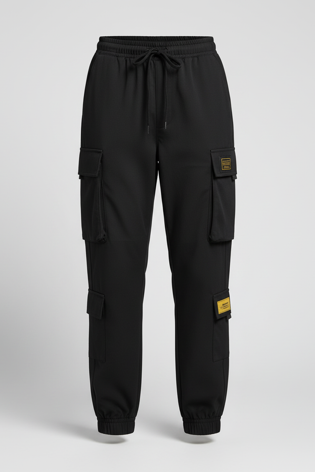 Pantalon Cargo Noir Ample Confortable Multipoches Femme - Polyester - vue 3
