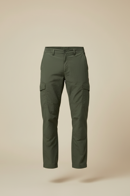 Pantalon Cargo Homme Vert Militaire Décontracté Multi-Poches - Kaki Polyester - vue 3