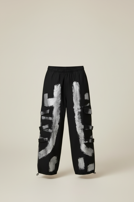Pantalon Cargo Noir Ample Graffiti Garçon Streetwear - Toile - vue 3