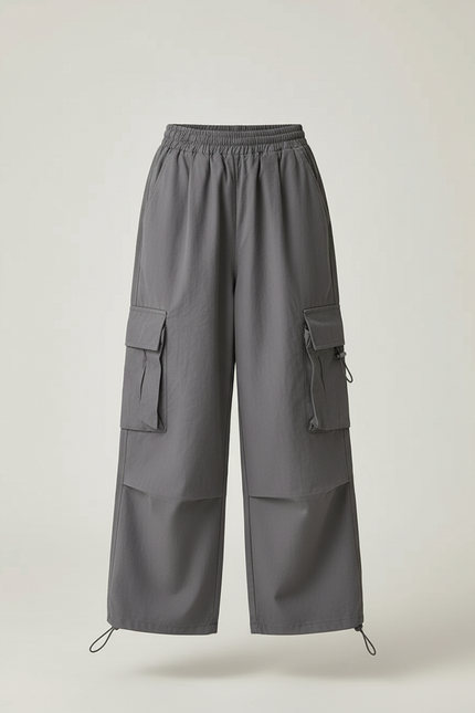 Pantalon Cargo Gris Ample Multipoches Style Urbain - Polyester - vue 3