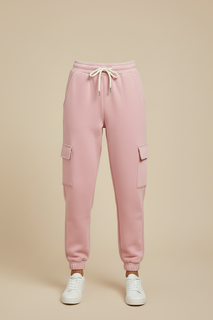 Pantalon Cargo Rose Molletonné Ample Décontracté Femme - vue 3
