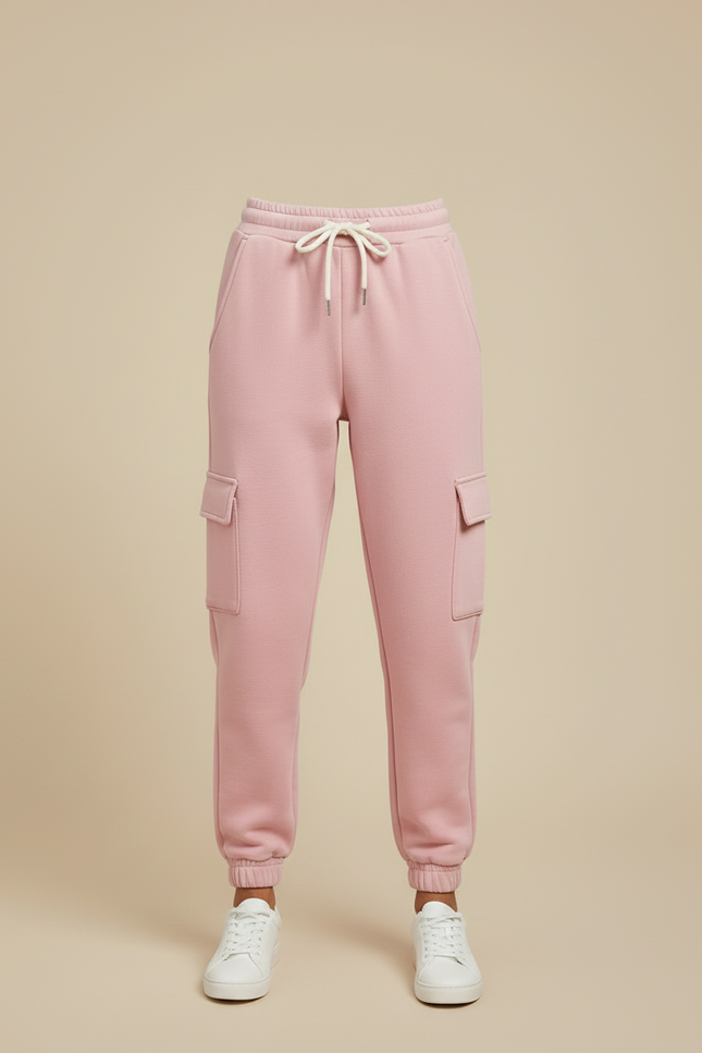 Pantalon Cargo Rose Molletonné Ample Décontracté Femme - vue 3