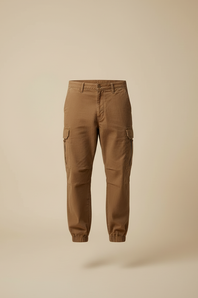 Pantalon Cargo Homme Marron Ample Coton Décontracté - vue 3