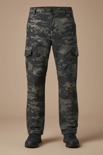 Pantalon Cargo Camouflage Militaire Ample Multipoches Homme - Multicolore Toile - vue 3