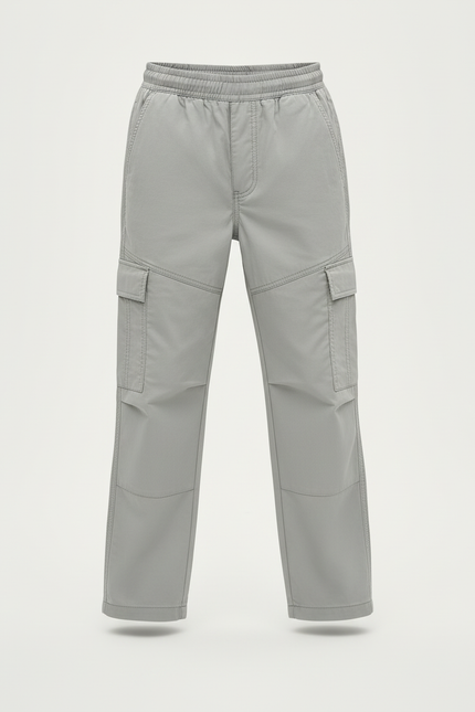 Pantalon Cargo Gris Clair Ample Multipoches Enfant - Polyester - vue 3