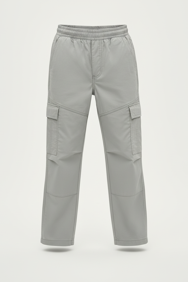Pantalon Cargo Gris Clair Ample Multipoches Enfant - Polyester - vue 3