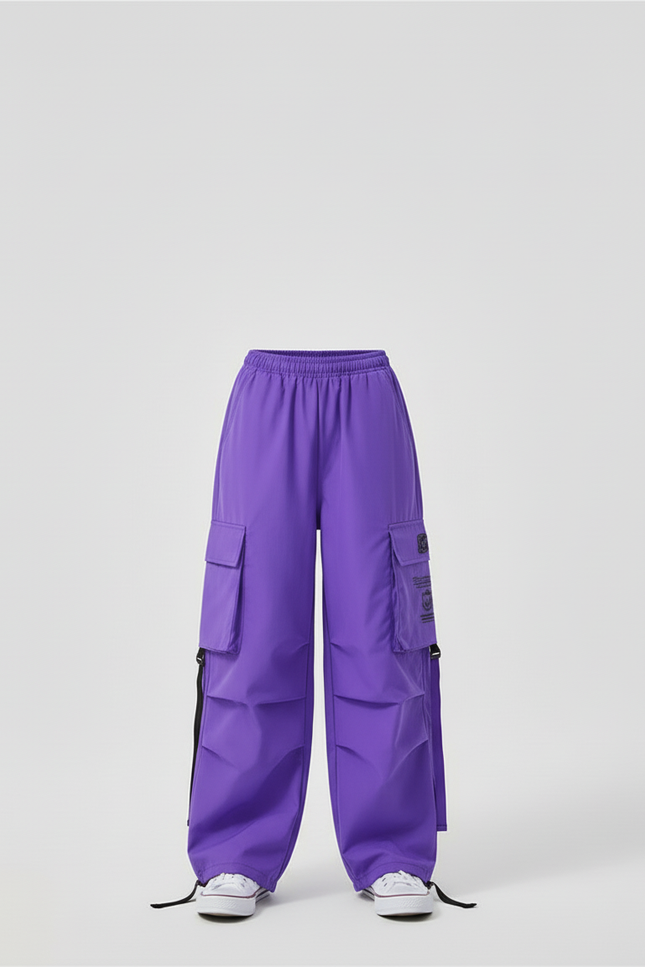 Pantalon Cargo Violet Ample Poches Streetwear Fille - Polyester - vue 3