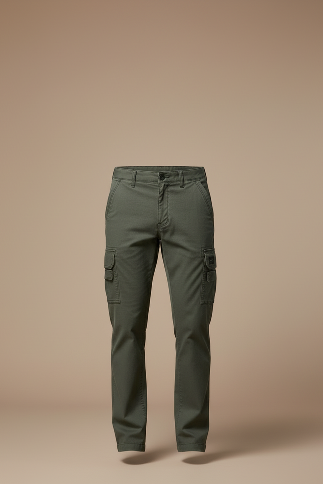 Pantalon Cargo Homme Vert Coton Décontracté Slim - Kaki - vue 3