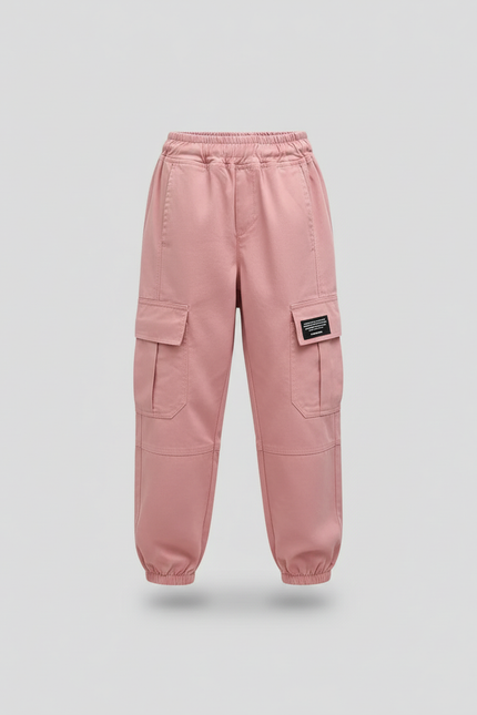 Pantalon Cargo Rose Ample Taille Élastique Enfant - Coton - vue 2